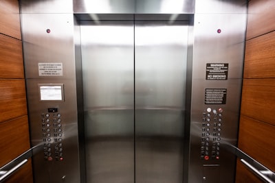 stainless steel elevator door with buttons